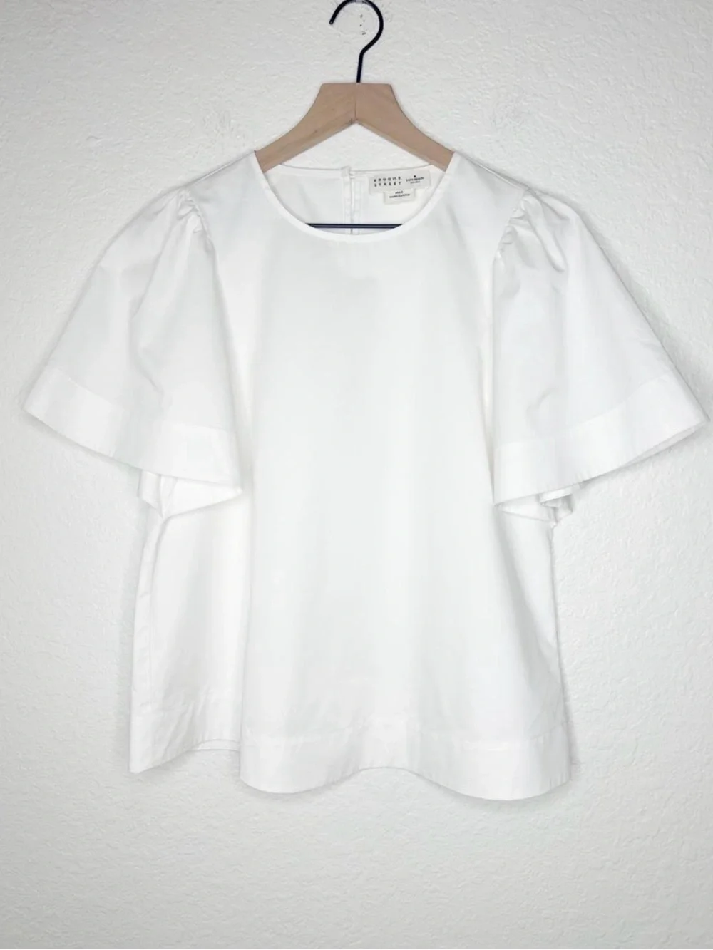 Classic White Flutter Sleeve Top Kate Spade XS